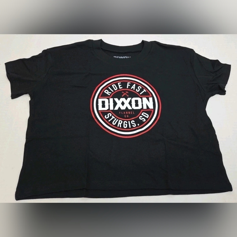Dixxon Flannel Co Crop Top Ride Fast Sturgis SD Black And Red Women’s M NWT